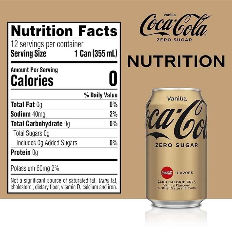 Coca-Cola Vanilla Zero Sugar Can | Low-Calorie Drink