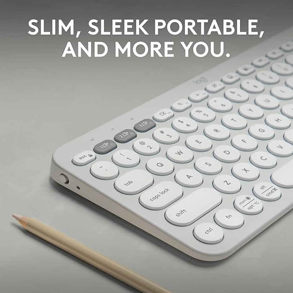 Logitech Pebble Keys 2 K380S Multi-Device Bluetooth Wireless Keyboard Tonal White