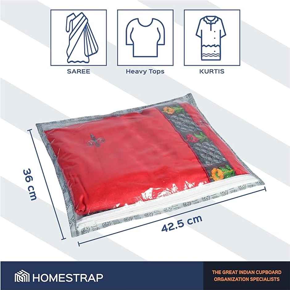 Homestrap Set Of 10 Non Woven Foldable Single Saree Covers - Assorted