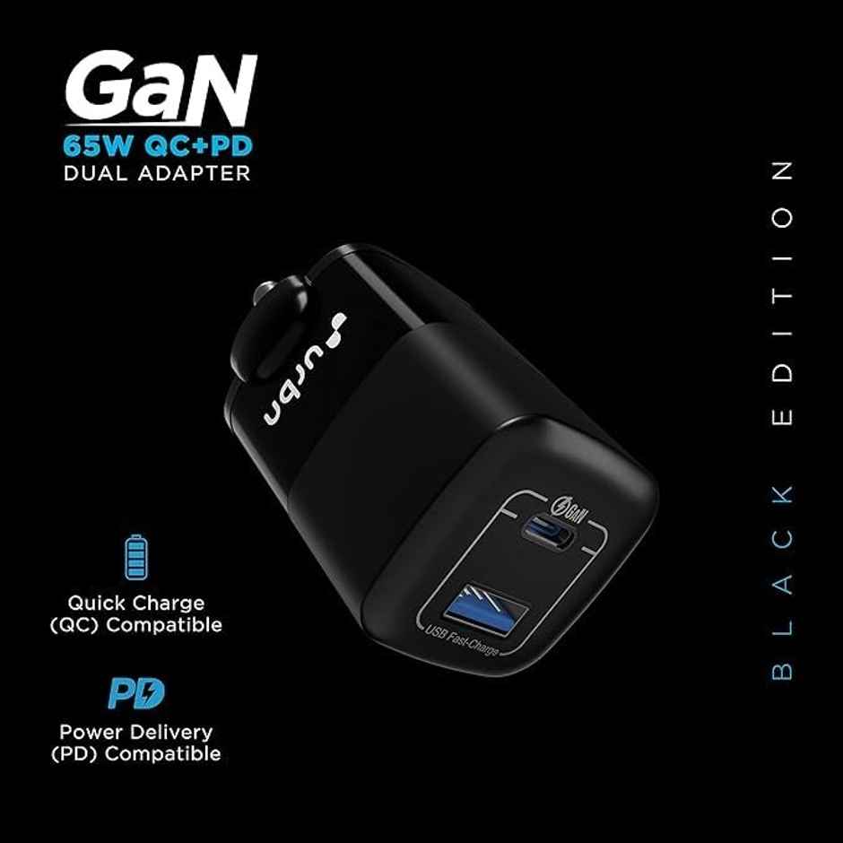 URBN 65W Ultra Fast GaN Laptop Adapter (Black)