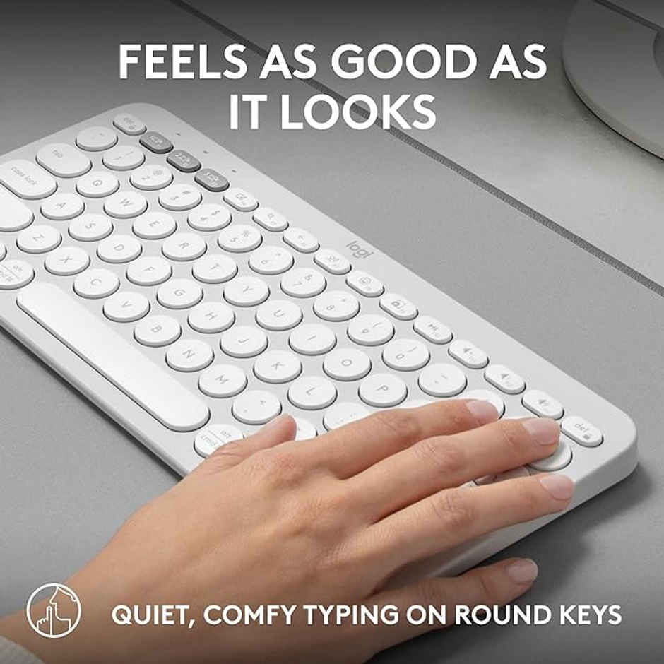 Logitech Pebble Keys 2 K380S Multi-Device Bluetooth Wireless Keyboard Tonal White