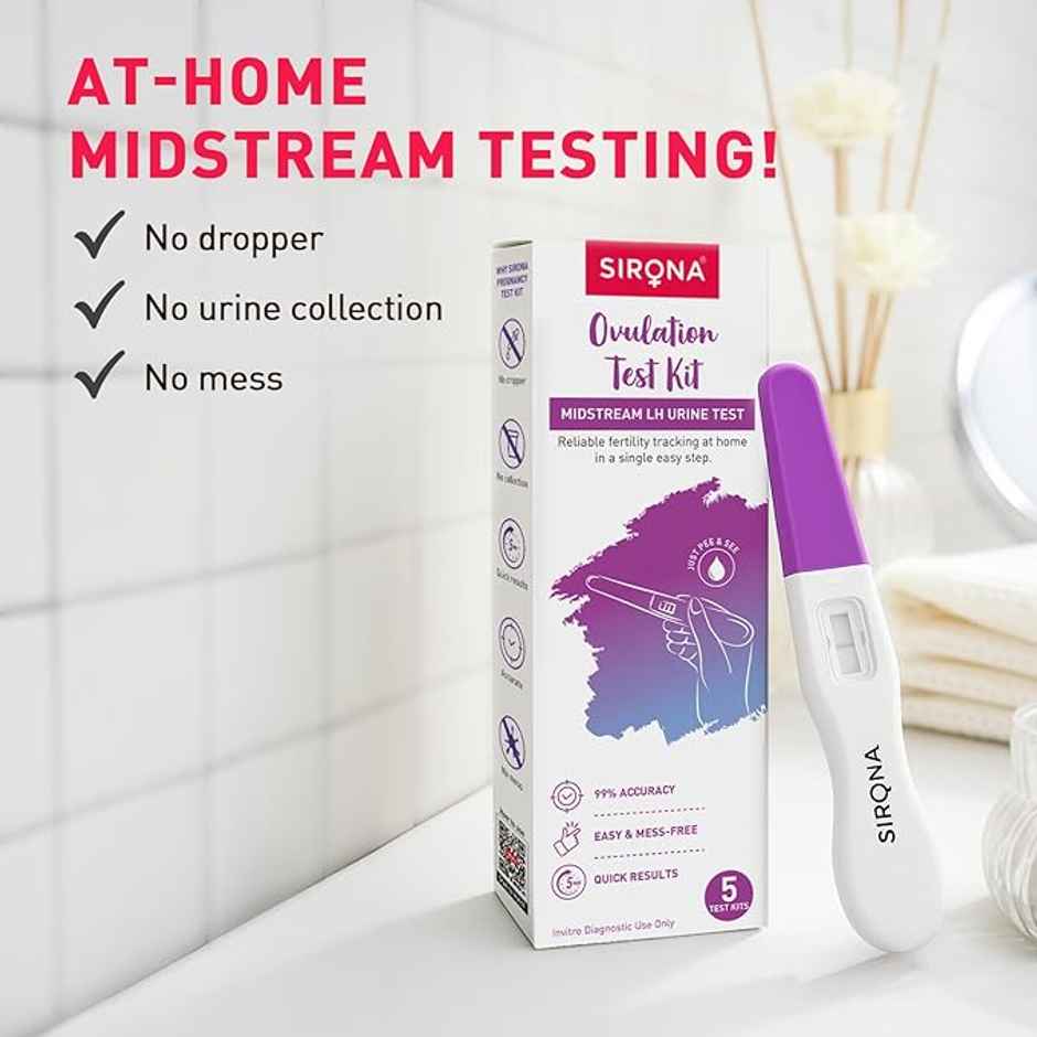 Sirona Midstream Urine LH Ovulation Test Kit for Women | Pregnancy Planning & Fertility Test