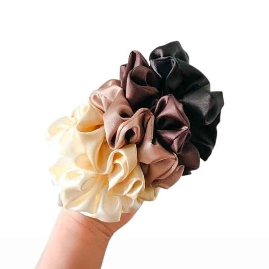Bronson Professional Silk Satin Scrunchies Large Luxury