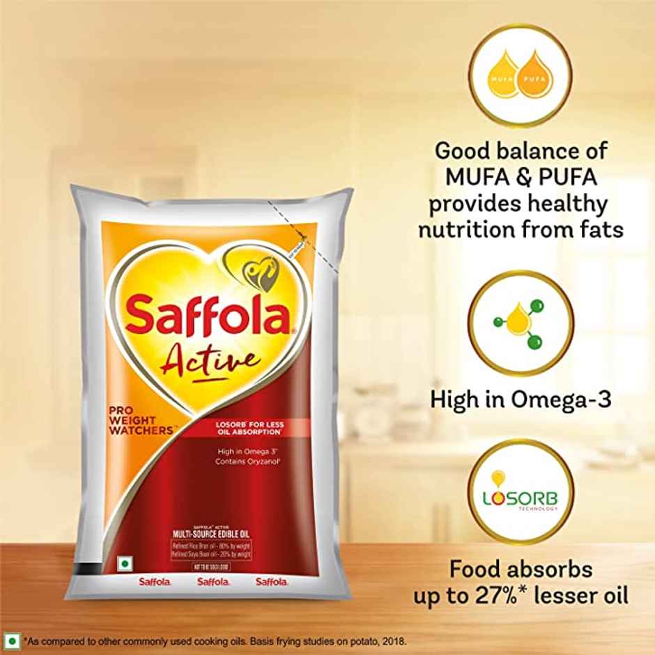 Saffola Active Rice Bran & Soyabean Oil | Rich in Omega 3 & Oryzanol Combo