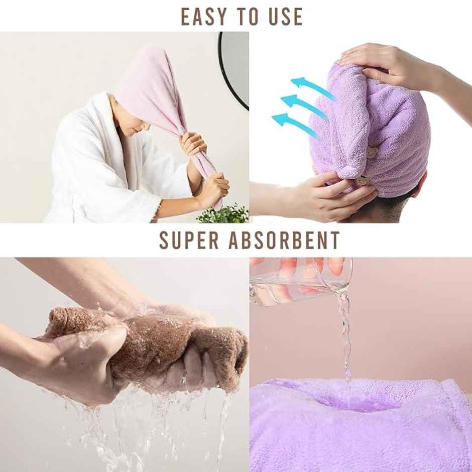 Bronson Professional Hair Wrapper Towel for Quick Hair Drying With Microfiber Multicolor