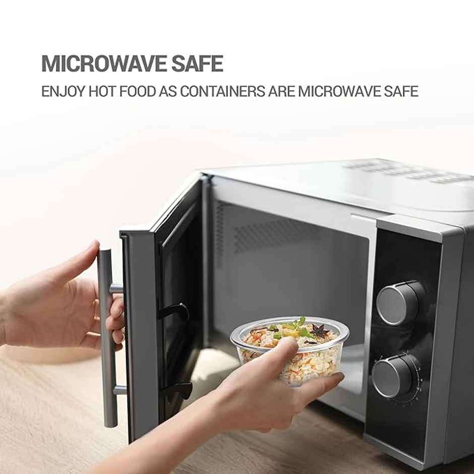 Treo By Milton All Fresh Borosilicate Glass Tiffin, 380 ml, Set Of 2, Transparent