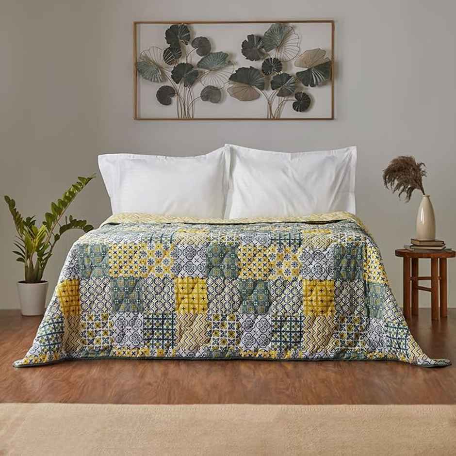 Chumbak Egypt Patchwork Yellow Comforter - Double Bed