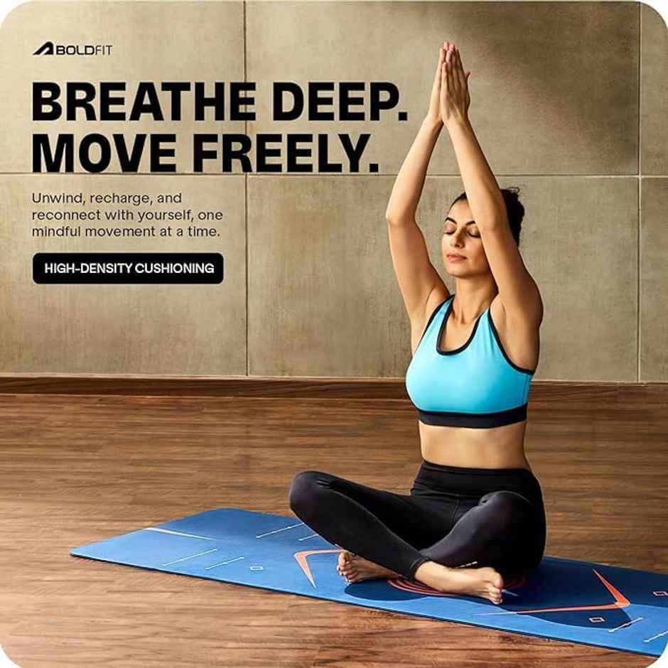 Boldfit Unisex Yoga Mat With Bag 6mm Alignment TPE Rubber Material Extra Thick - Nile