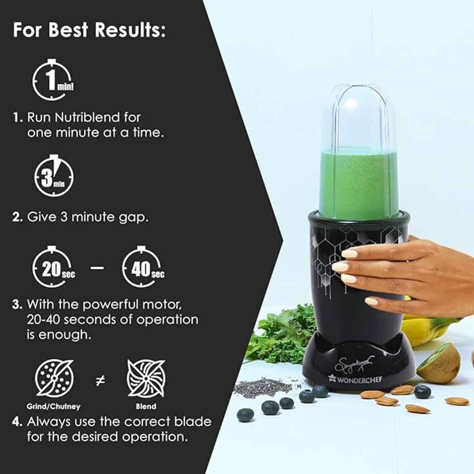 Wonderchef Nutri Blend Photon with Sipper Lid|Mixer, Grinder,Blender & Smoothie Maker|22000 RPM, 400W 100% Full Copper Motor|2 Unbreakable Jars