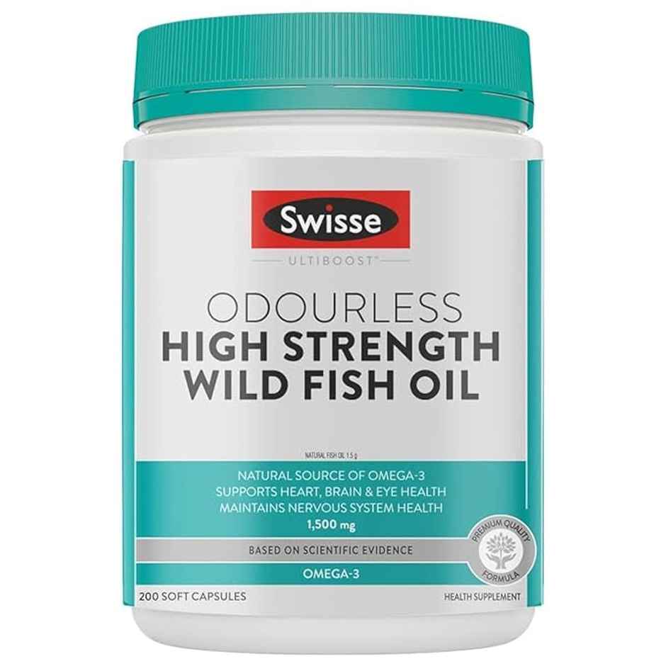 Swisse Ultiboost Odourless High Strength Wild Fish Oil with 1500mg Omega 3 Capsule 200