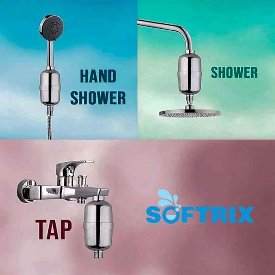 Softrix Universal Shower and Tap Water Filter for Hard Water | Removes Chlorine Limescale Impurities