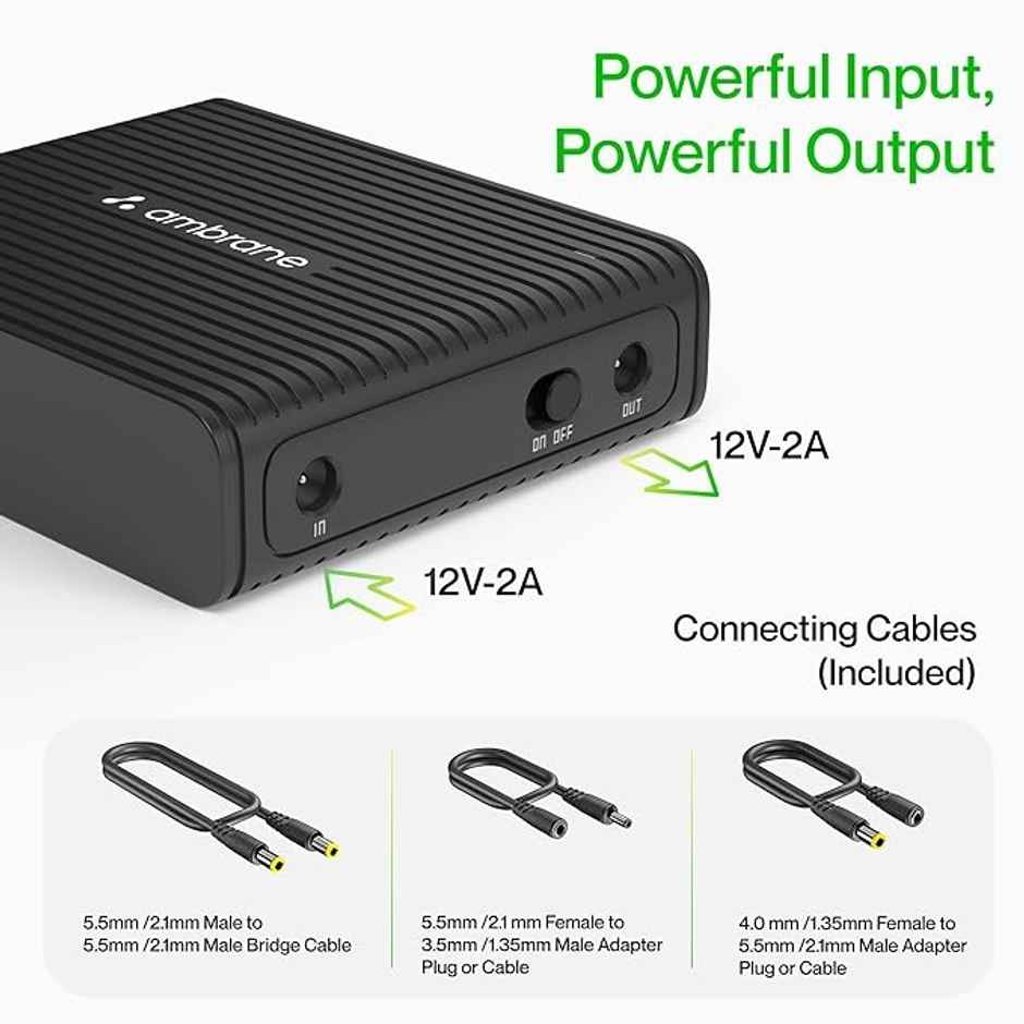 Ambrane Mini Ups For 12V Wifi Router Broadband Modem, Backup Upto 5 Hours (Power Volt 2, Black)