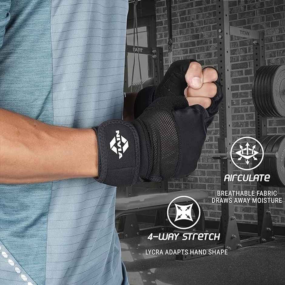 Nivia Enduro Cross Training Gloves | Extra Large | Black