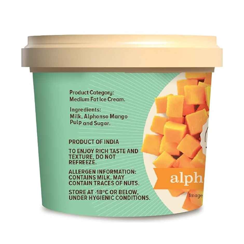 NIC Alphonso Mango Ice Cream Tub | Preservative Free | No Artificial Flavors