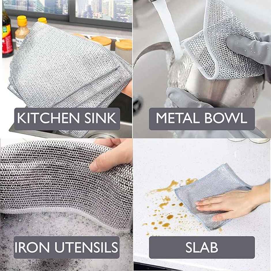 Capsicum Multipurpose Steel Wire Dishwashing Rags; Pack Of 6 Combo