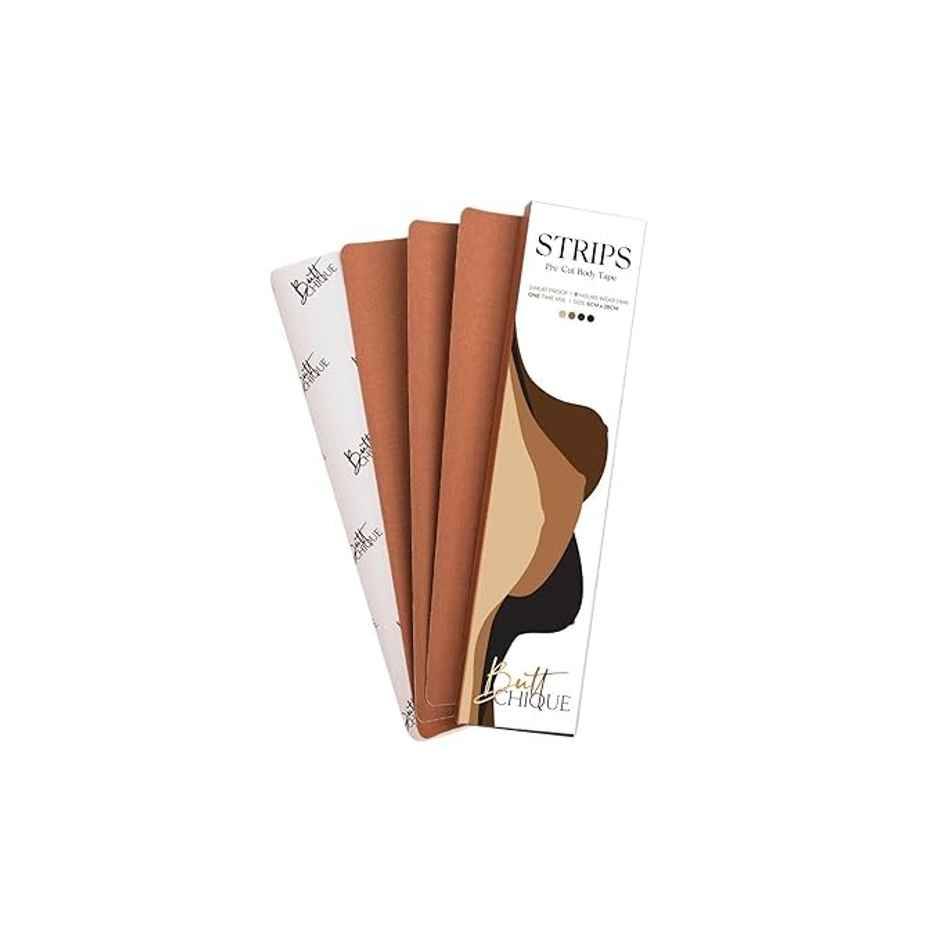 Buttchique Breast Lift Pre-Cut Body Tape Strips (Pack Of 10, Cinnamon (6 X 28 Cms Strips))