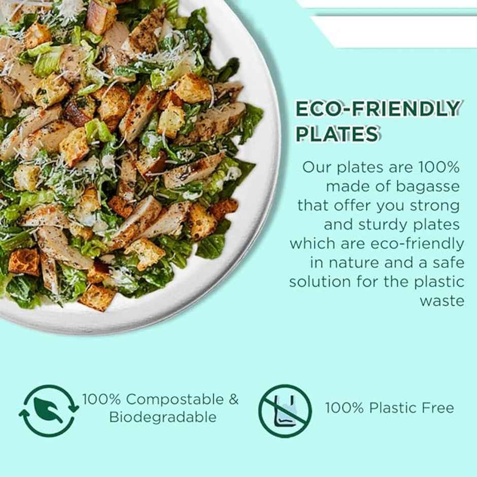Disposable Bagasse Plates | Round | 7 inch | Ezee