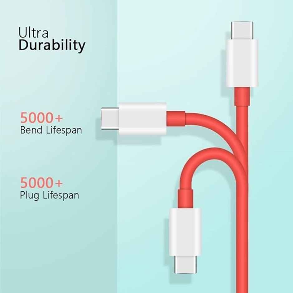Sounce 80W OnePlus Charging Cable Usb To Type C Warp Charger SuperVooc/Dash Fast Charge, Red
