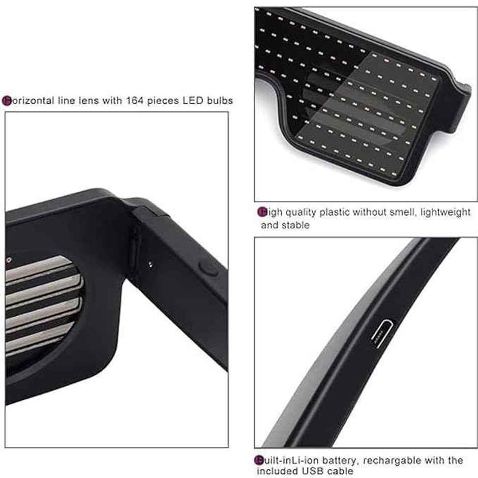 Desidiya Led Glow Glasses For Party, Usb Rechargeable Light Glasses For Concerts & Nightclubs