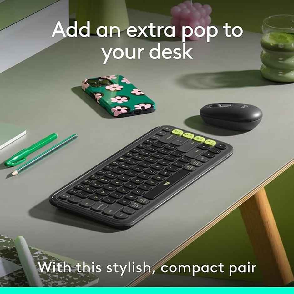 Logitech Pop Icon Combo Bluetooth Keyboard And Mouse Combo Easy-Switch Up To 3 Devices - Graphite