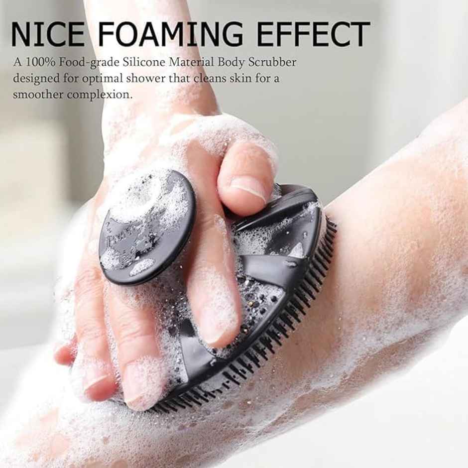 Bronson Professional Silicone Body Scrubber Bath Brush Buffer Exfoliating Skin with No-Slip Handle