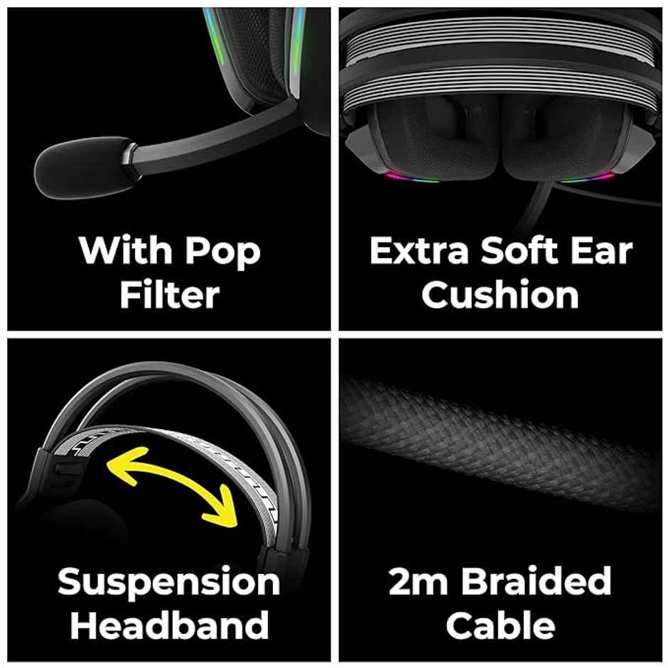Zebronics Havoc Premium Gaming Over Ear Headphone With Dolby Atmos (Black)