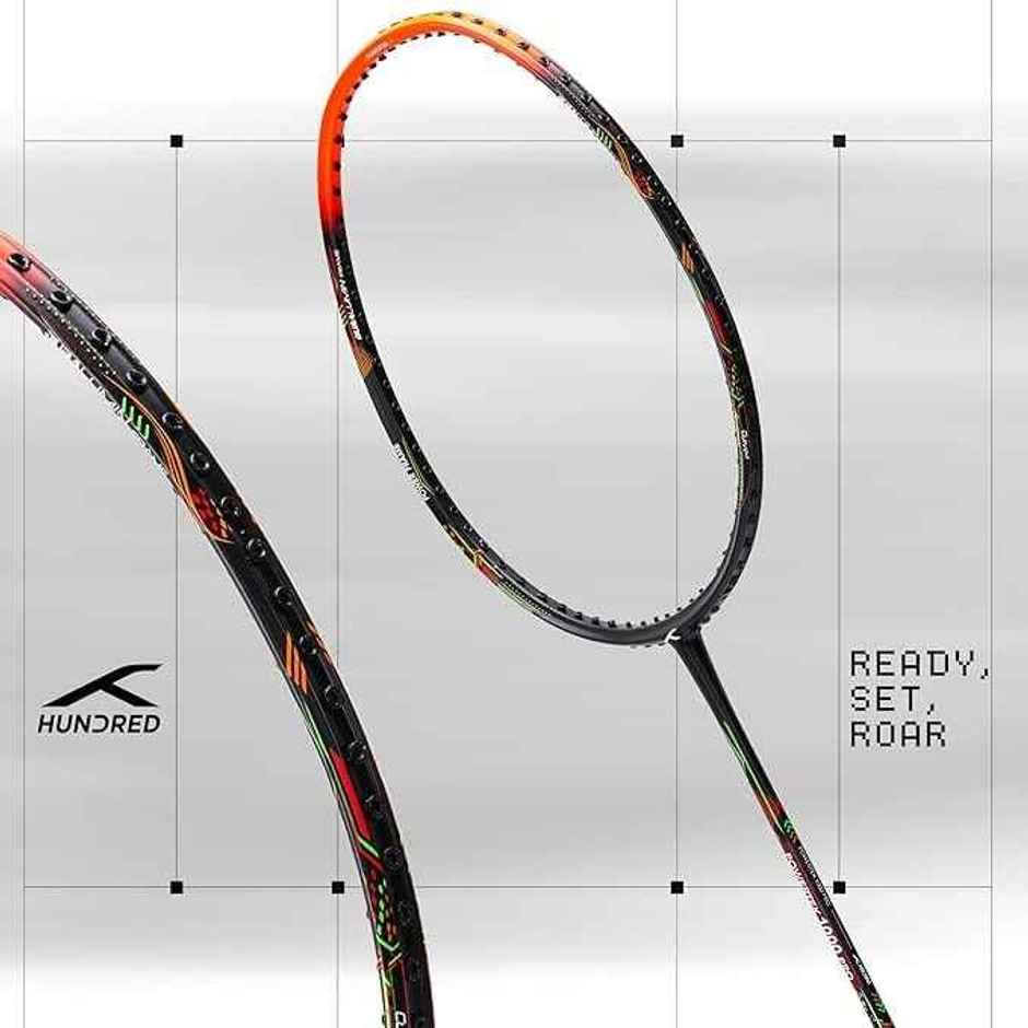 Hundred Powertek 1000 Pro Strung Aluminium & Graphite Badminton Racket With Full Cover