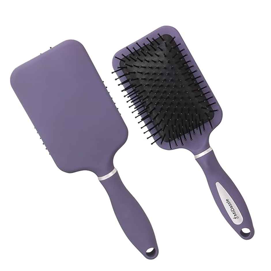 Midazzle Premium Paddle Purple with Silver Grip Hair Brush | Assorted | MIHB0022