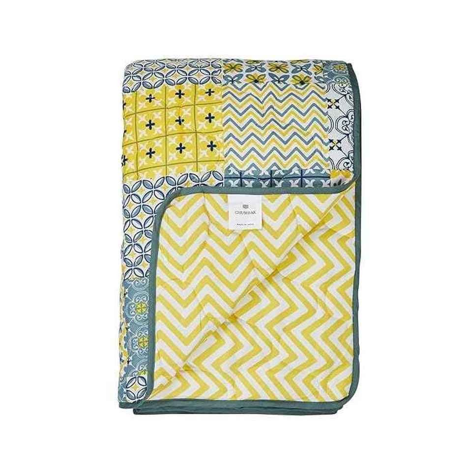 Chumbak Egypt Patchwork Yellow Comforter - Double Bed