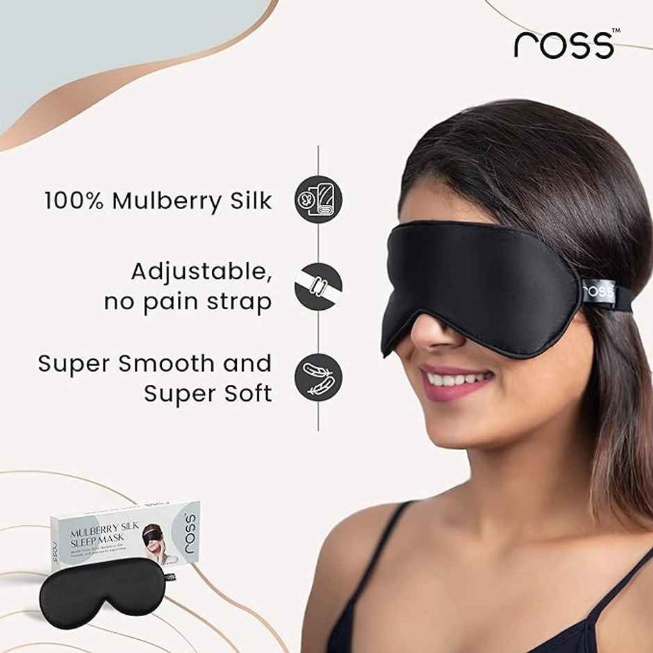 Kloy 100% Mulberry Silk Sleep Mask Eye Mask | Super Smooth For Blind Fold | Black