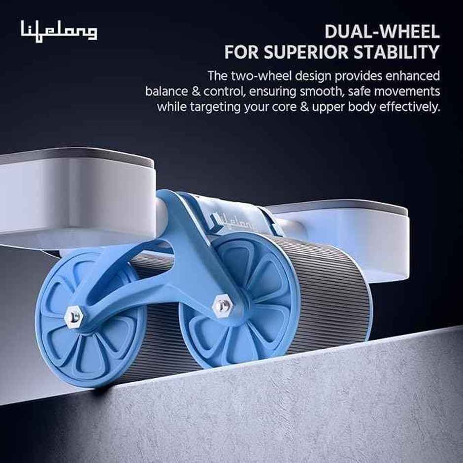 Lifelong Automatic Rebound Ab Roller with Display and knee pad | Blue