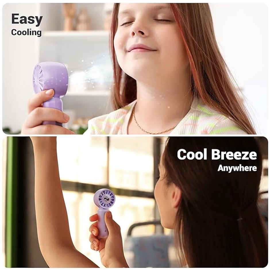 Zebronics Heat Buster 100 Purple Mini Fan 10500 RPM 3 Speed 5.4m, Airflow Type C Charge