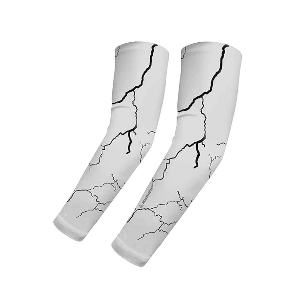 Autofy Active Fit 240 GSM Unisex Arm Sleeves | UV Protection Compression & Cooling Effect | White