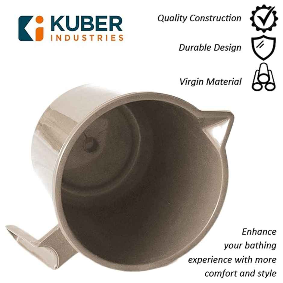 Kuber Industries Plastic Mug for Bathroom|Toilet|Washroom|1.5 L|Pack of 2|Beige