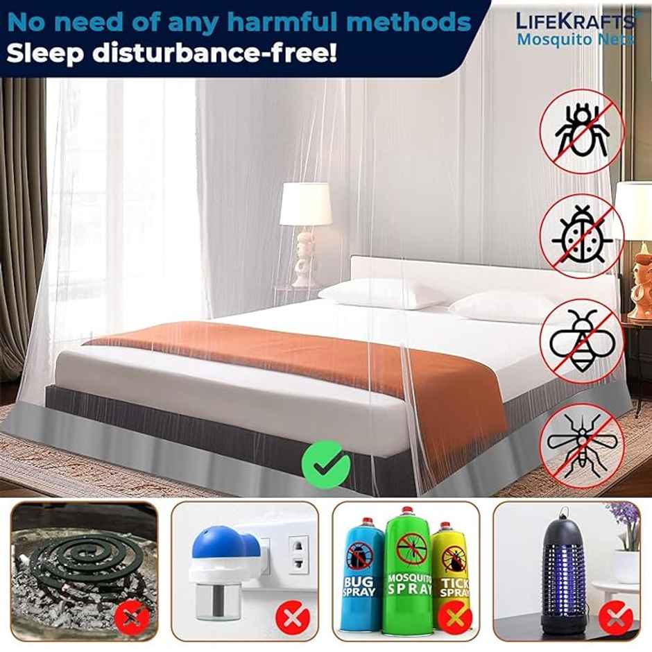 Lifekrafts Premium Polyester Mosquito Net , Color: White.