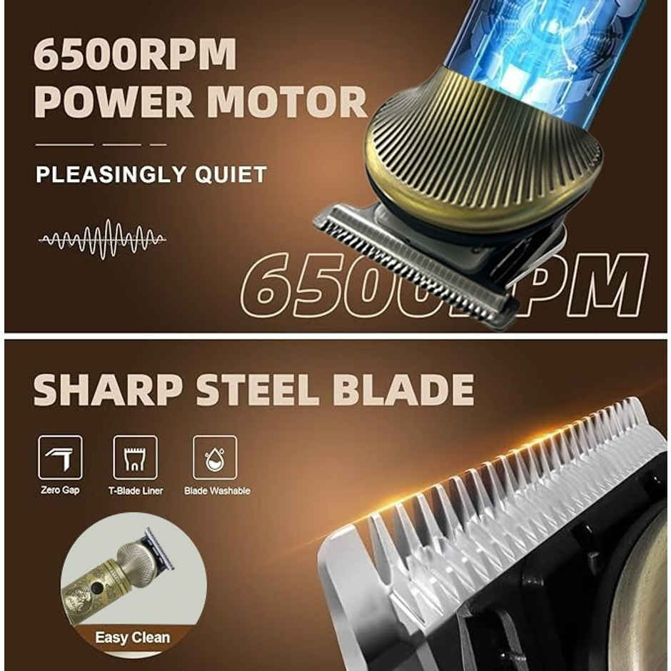VGR V-106 Professional 6in1 Grooming Kit | LED Display Trimmer 180 min Runtime 16 Length Settings | Gold
