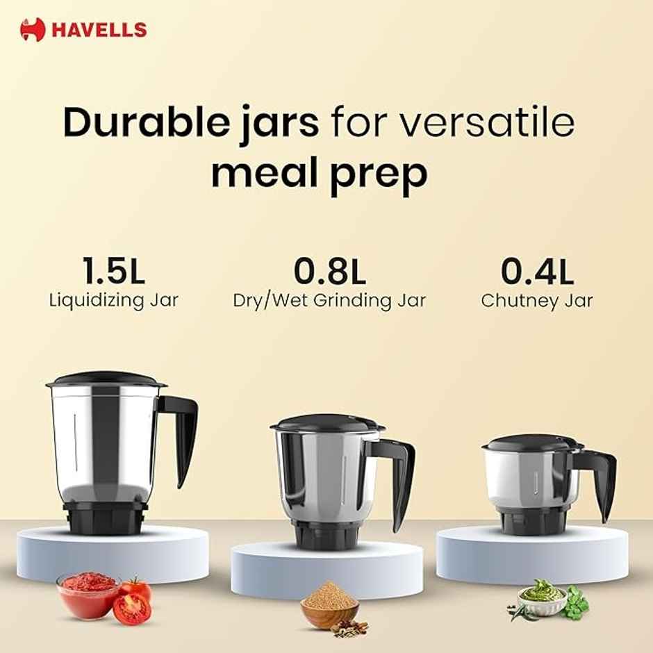Havells Mixwell - N | 500 W | 3 Jar - Black