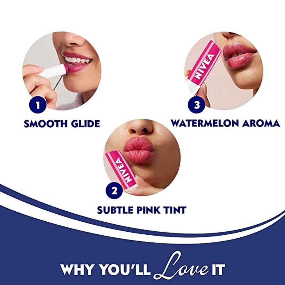 Nivea Lip Balm Watermelon Shine 24h Moisture with Natural Oils Pink Shine & Watermelon Aroma