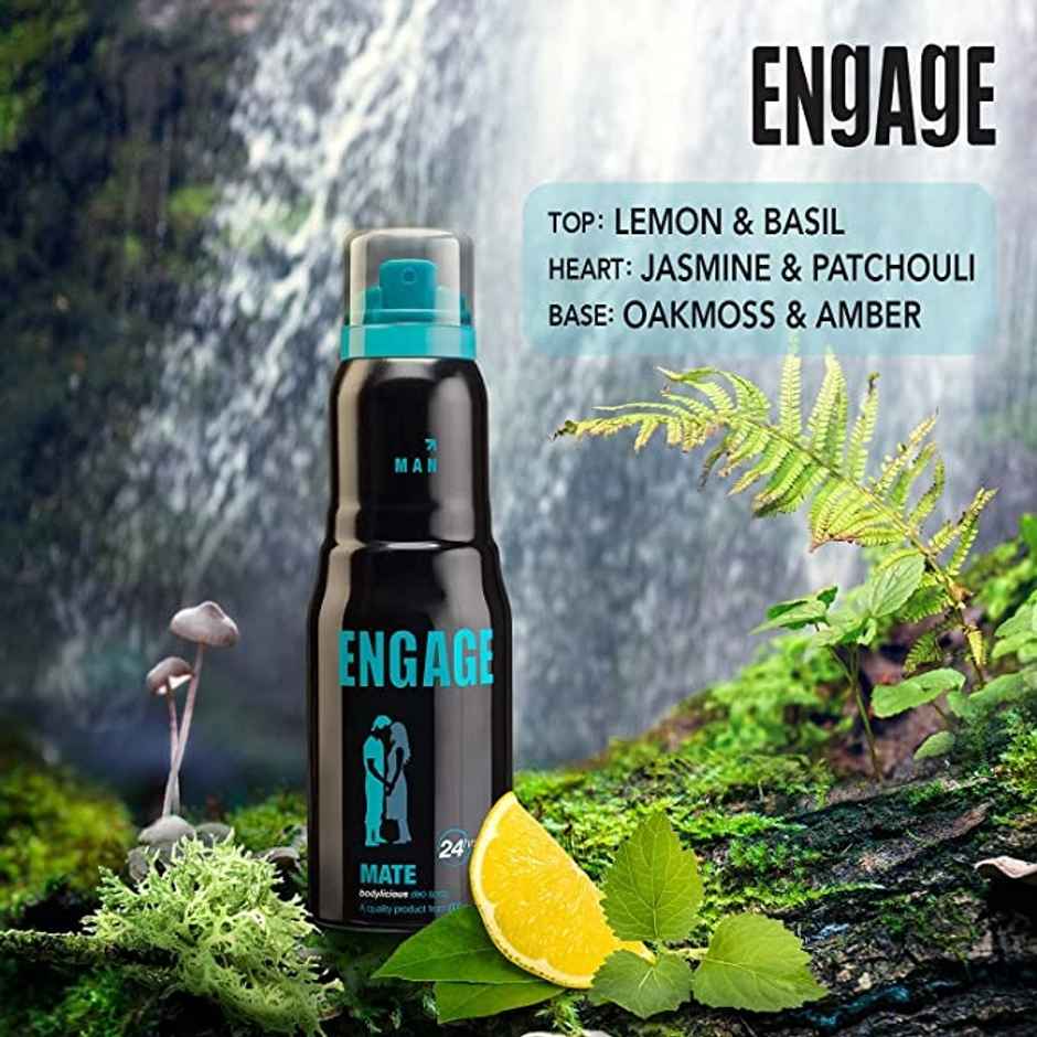 Engage Mate Deodorant For Men, Citrus & Fresh, Skin Friendly, Deo Spray