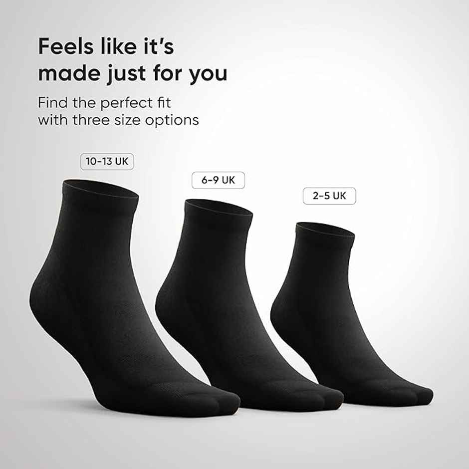 Frido Active Socks For Men and Women | Quarter Length | Core Black Color | UK 6-9 - 1 pc