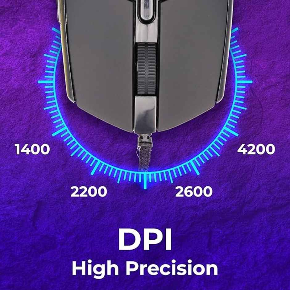 Zebronics War M Wired Gaming Mouse, 6 Buttons, Upto 4200 Dpi, Usb Interface, Breathing Led