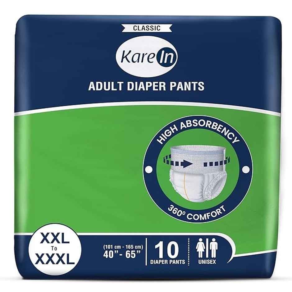KareIn Classic Adult Diaper Pants XXL-XXXL | 40-65 Inch Waist | 10 Count | Leakproof