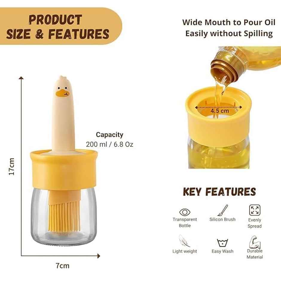 Perpetual Mart Oil Dispenser Bottle with Silicone Brush | 200 ml