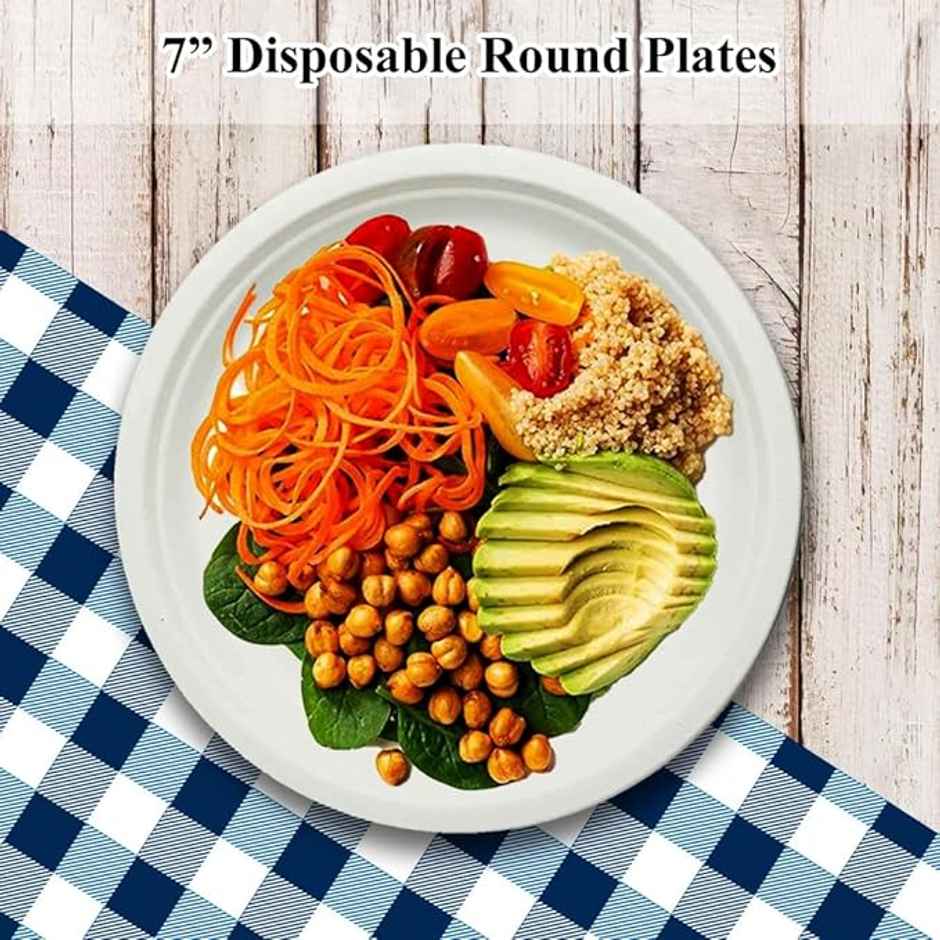 Disposable Bagasse Plates | Round | 7 inch | Ezee