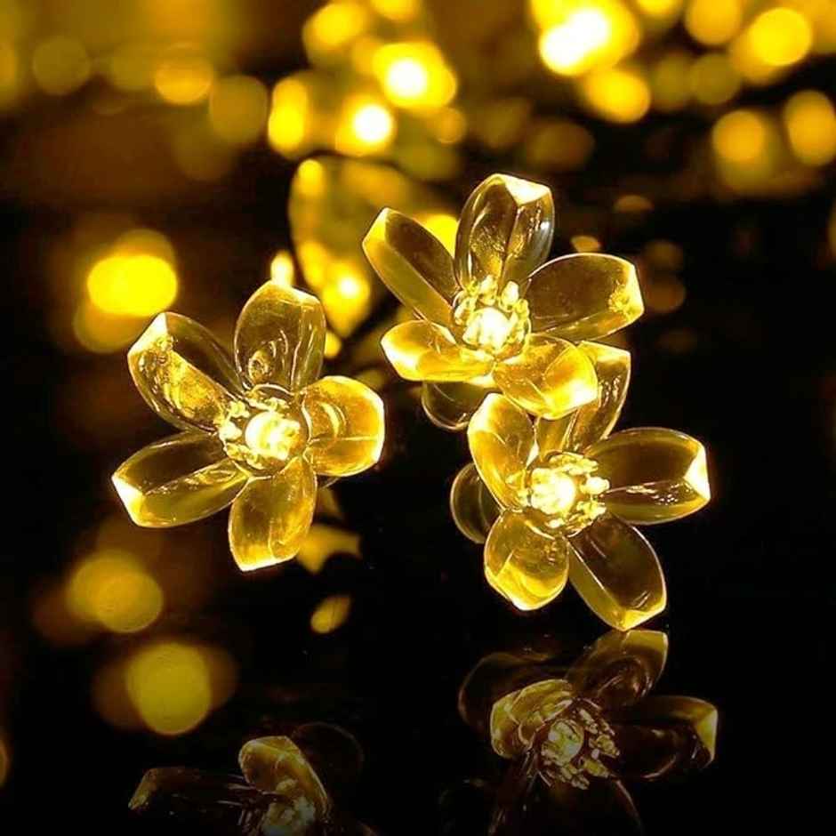 Desidiya Decorative Led String Lights With 16 Silicone Flowers | Warm White | Vibrant Glow | 4 m