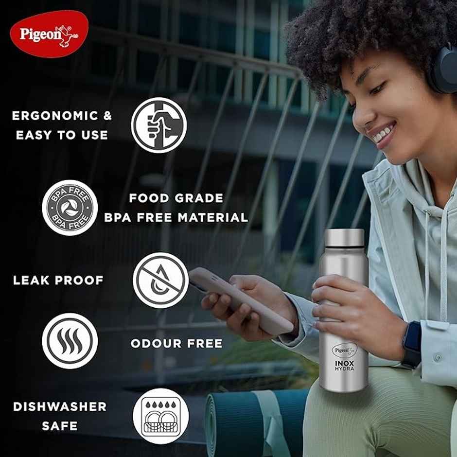 Pigeon Hydra Plus 900 ml Bottle | Pack Of 2 | Silver Steel