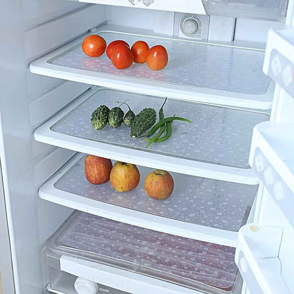 Kuber Industries PVC Refrigerator Drawer Mats | Pack Of 6 | White