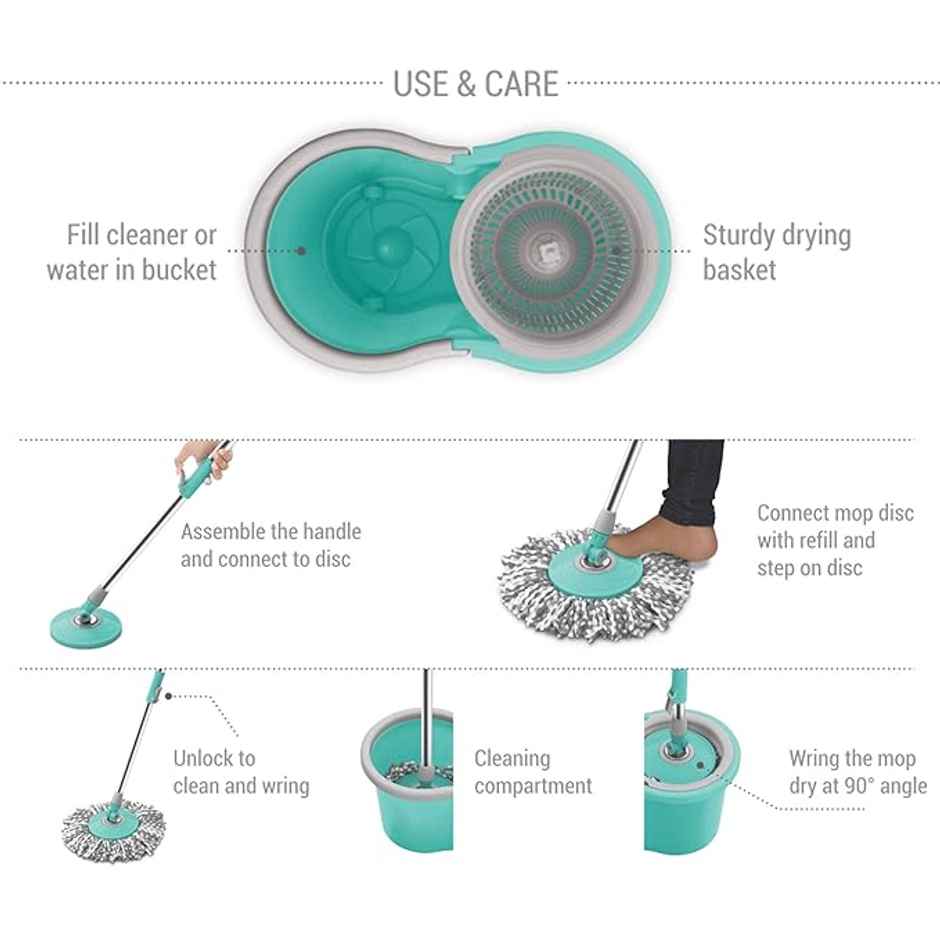 Spotzero By Milton Ace Spin Mop, Aqua Green