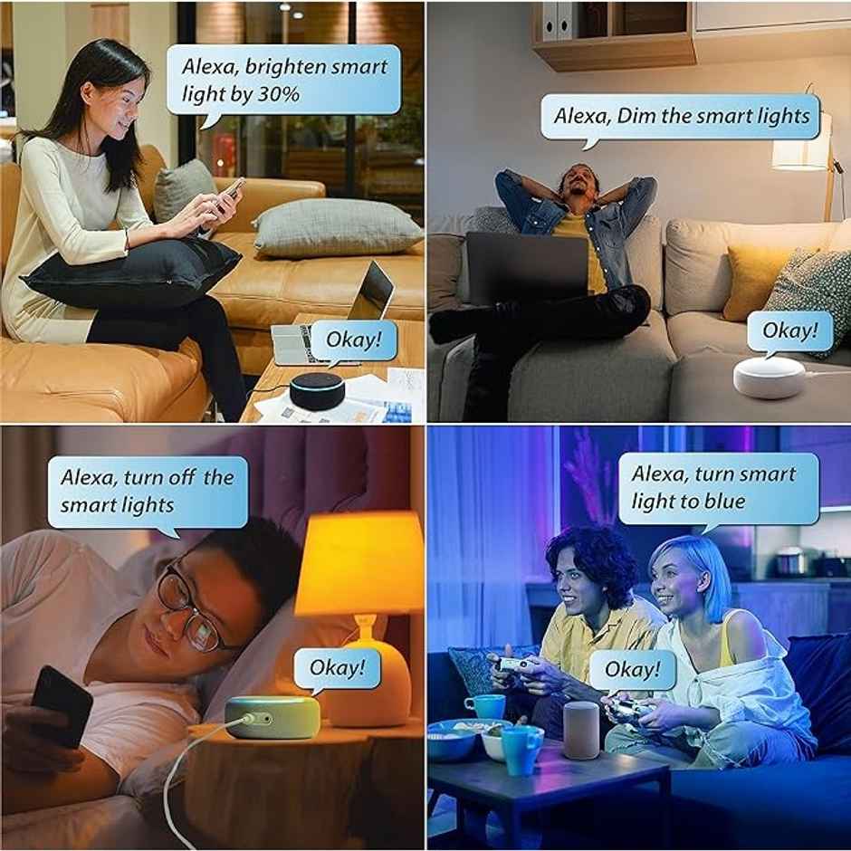 Wipro 9W E27 WiFi Smart LED Bulb, Compatible with Amazon Alexa & Google Assistant, Holder Type-Spiral