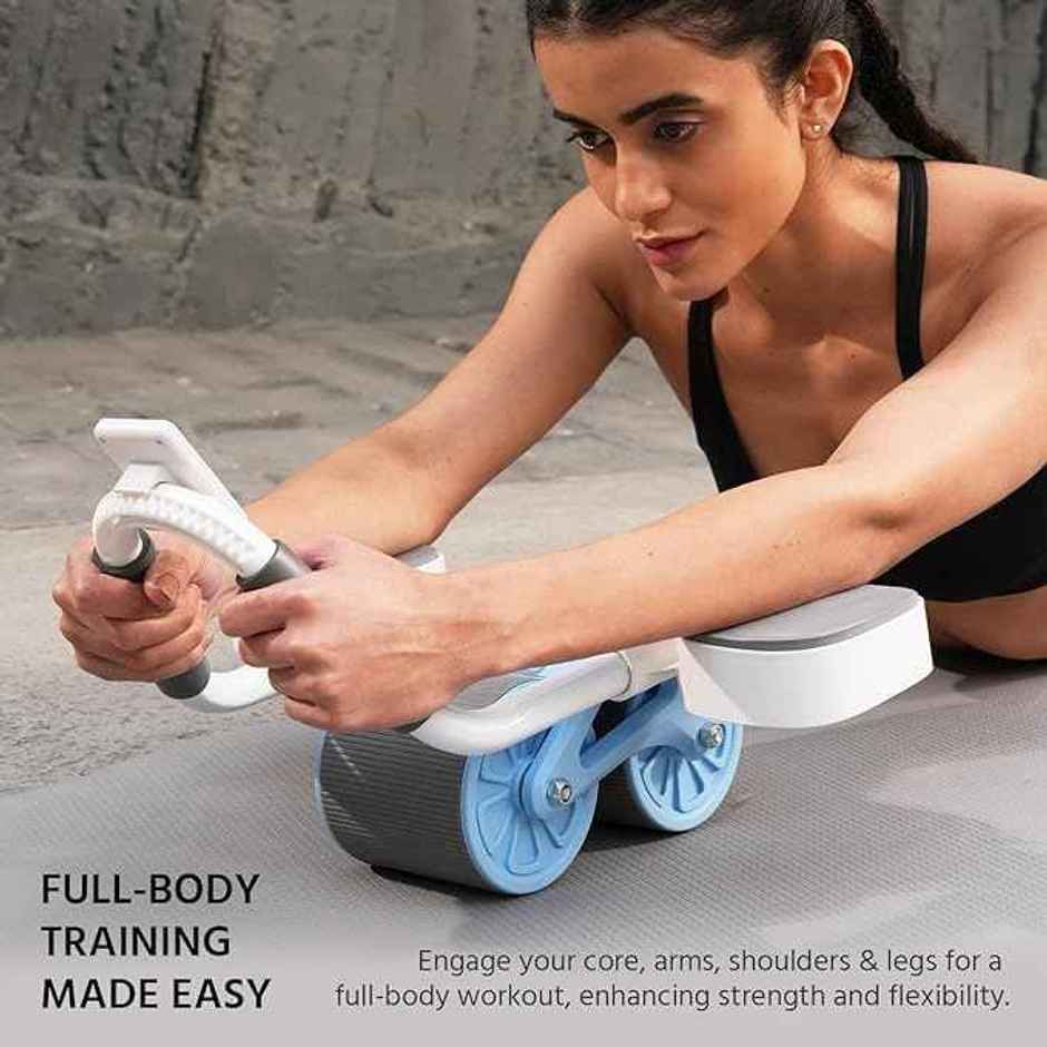 Lifelong Automatic Rebound Ab Roller with Display and knee pad | Blue